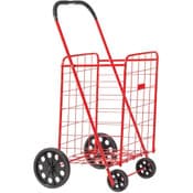 Wholesale - *OUTSIDE OF CA* Cart Lg Shopping Cart Red 4 Wheel Collapsible C/P 3, UPC: 833558000013